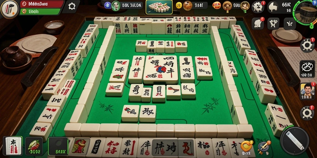 Screenshot dari gameplay Mahjong yang menarik dan seru di 66K.
