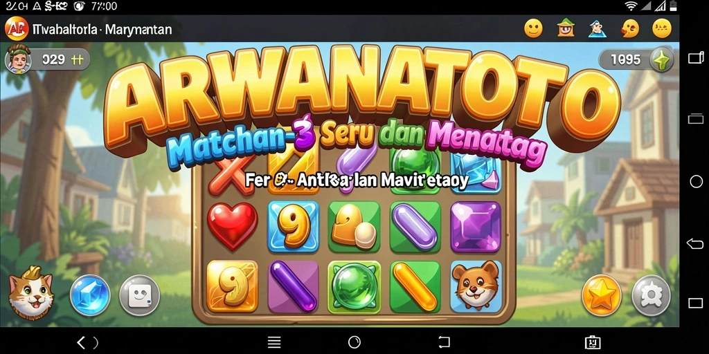 Screenshot gameplay ARWANATOTO menampilkan aksi mencocokkan item yang seru.