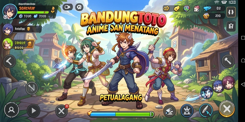 Tampilan dinamis gameplay BANDUNGTOTO dengan karakter Anime.