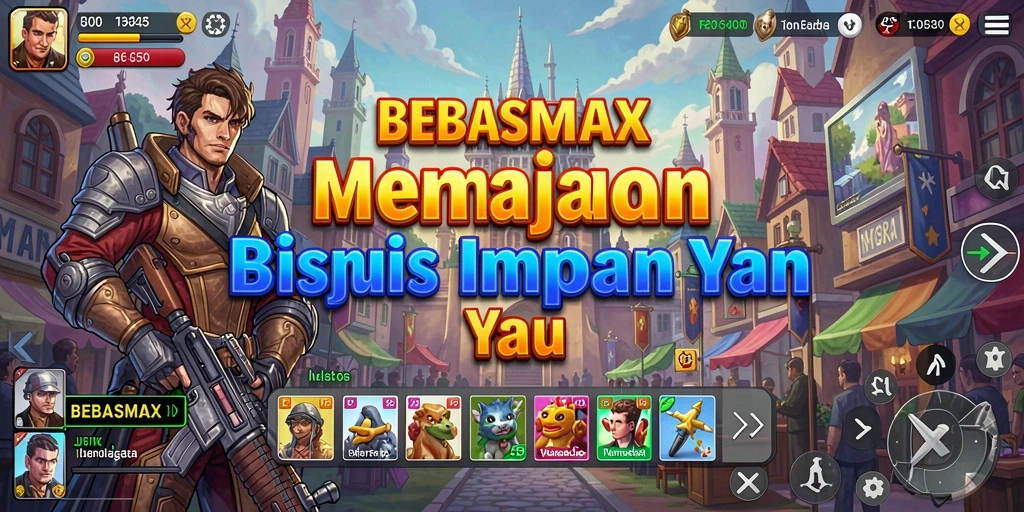 Tampilan gameplay menarik dari BEBASMAX yang menunjukkan pembangunan bisnis.