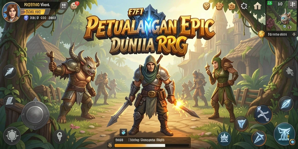 Screenshot gameplay F7F7 yang menunjukkan pertarungan epik di dunia RPG.