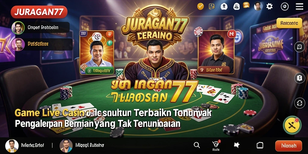 Screenshot gameplay JURAGAN77 menampilkan dealer profesional dan interaksi pemain.