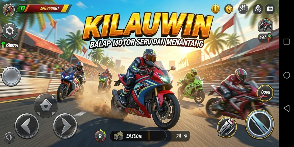 Gameplay KILAUWIN menampilkan balapan motor yang menegangkan dan mendebarkan.