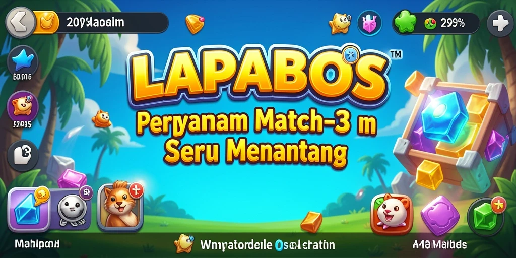 Screenshot utama LAPARBOS menunjukkan gameplay seru saat mencocokkan elemen.