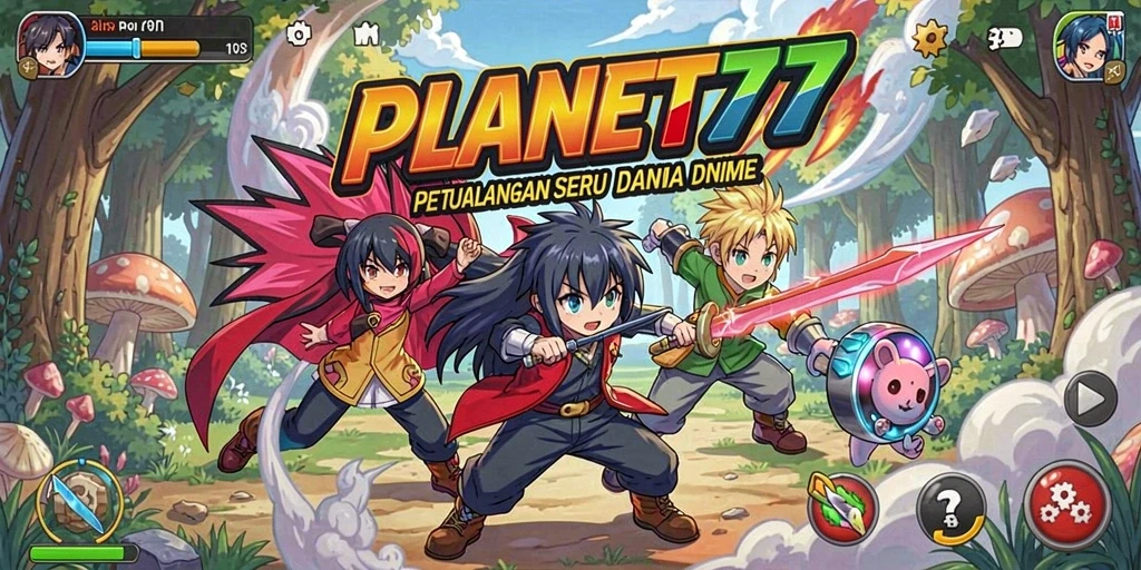 Tampilan seru dari gameplay anime di PLANET77 yang mengasyikkan.