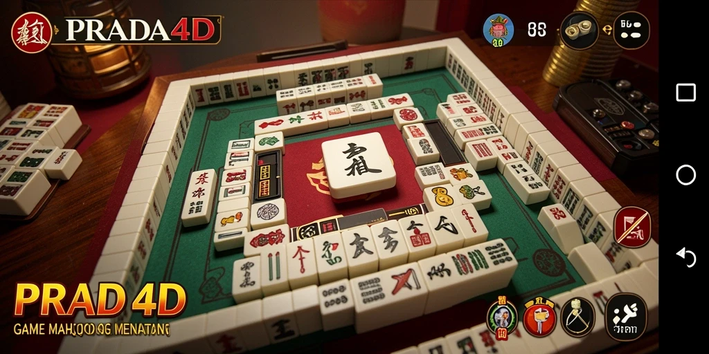 Screenshot gameplay PRADA4D menampilkan suasana permainan Mahjong yang menarik.