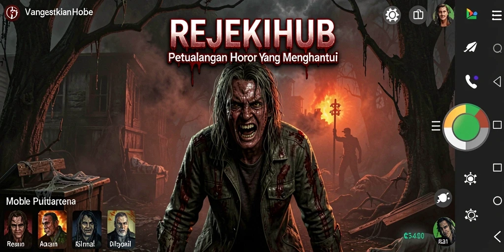 Tangkapan layar gameplay REJEKIHUB menampilkan suasana horor yang mencekam.