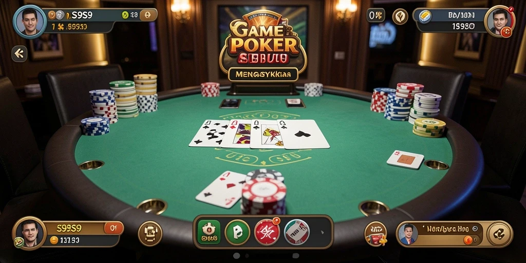 Screenshot S9S9 menampilkan dinamika seru dalam permainan poker.