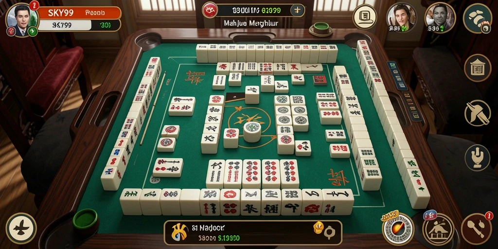Tampilan screenshot utama <strong>SKY99</strong> yang menunjukkan keseruan gameplay Mahjong.