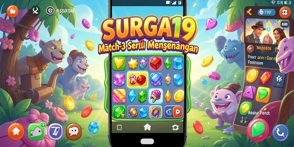 Tampilan gameplay menarik dari permainan SURGA19 Match-3.