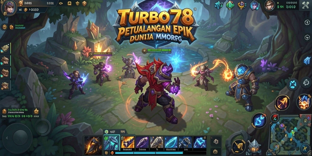 Screenshot gameplay epik TURBO78 menampilkan petualangan di dunia MMORPG.