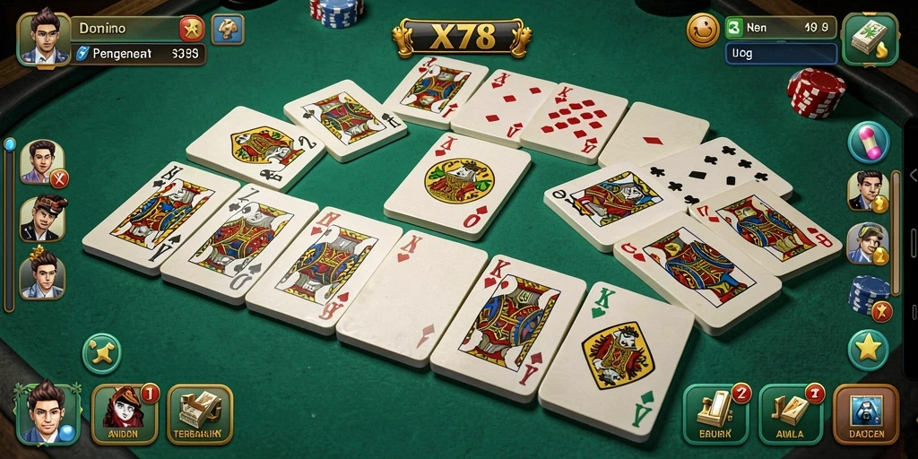 Tangkapan layar gameplay X78 dengan fitur Domino yang menarik.